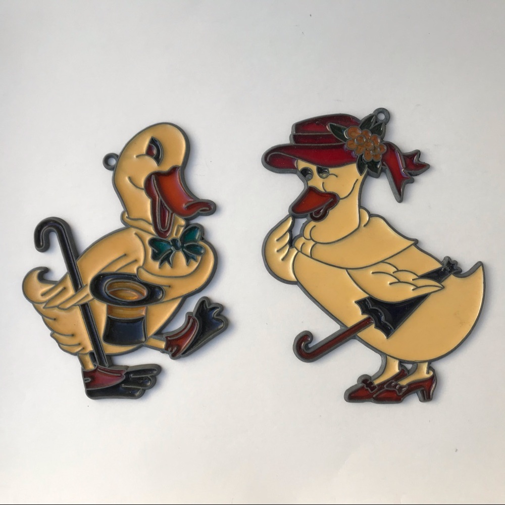 Vintage Suncatchers Mrs. Puddleduck and Drake Duck